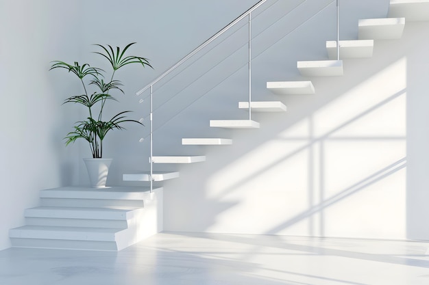 mockup de escada vazia branca minimalista simples
