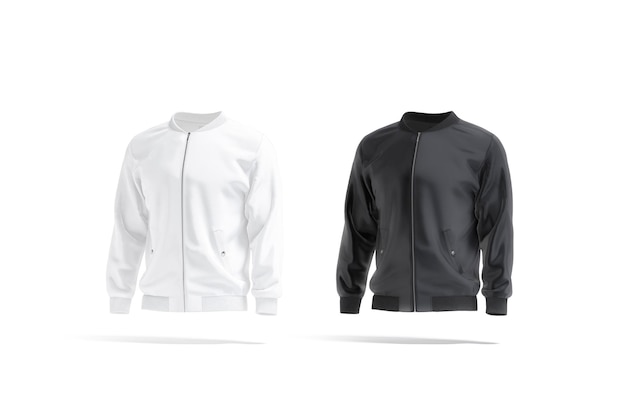 Mockup de jaqueta bomber preto e branco moletom masculino à prova de vento para mock up de primavera