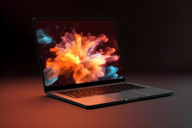 Mockup de laptop moderno com fundo realista e design de alta qualidade para o sucesso de marketing