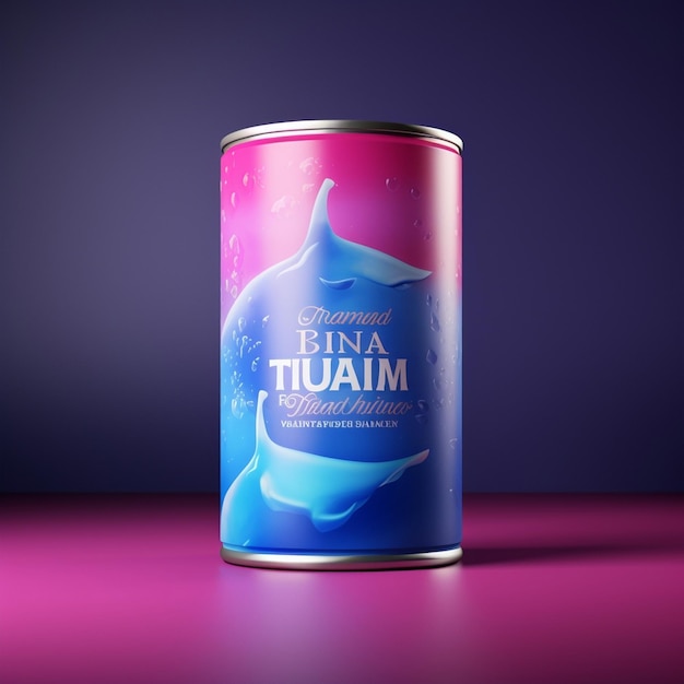 mockup de lata de atum com fundo de gradiente granulado