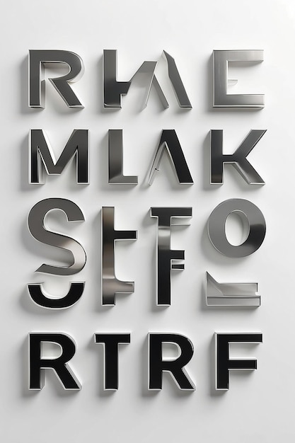 Foto mockup de letras de aço inoxidável com espaço vazio branco em branco para colocar seu projeto