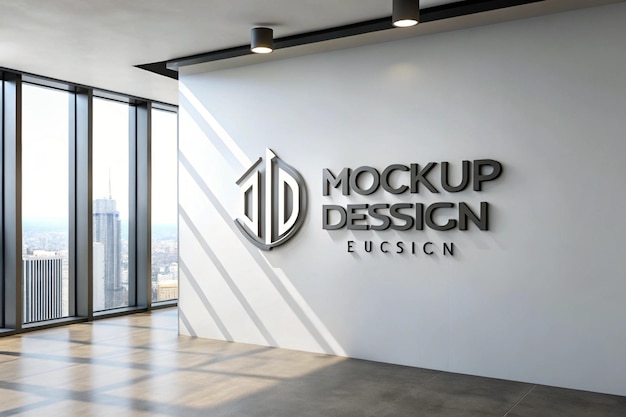 Mockup de logotipo 3D na parede branca