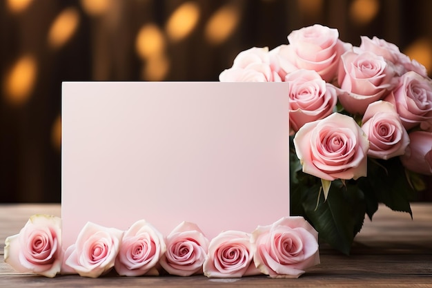 Foto mockup de mesa de casamento feminino com papel em branco