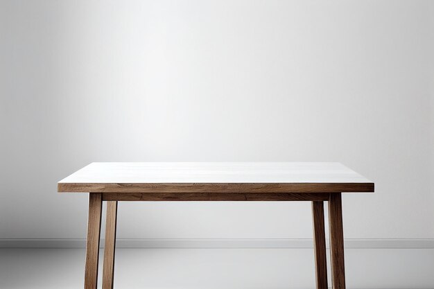 Foto mockup de mesa de madeira em fundo branco