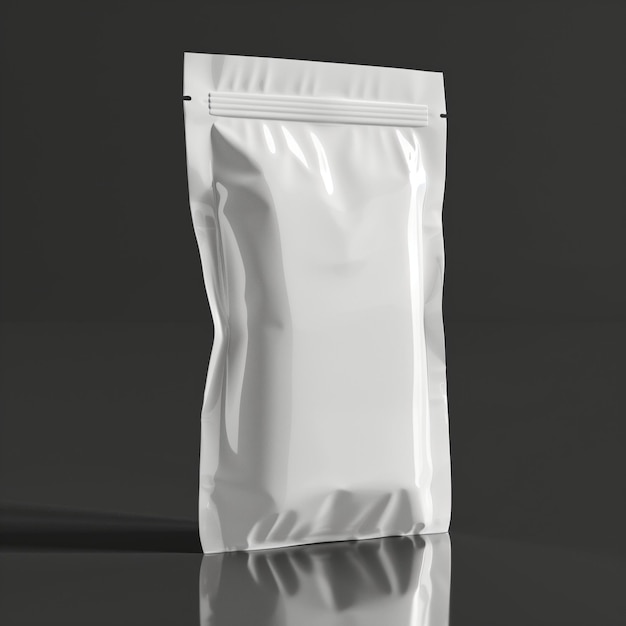 Mockup de molde de bolsa de plástico branca de saco de café em pé fundo