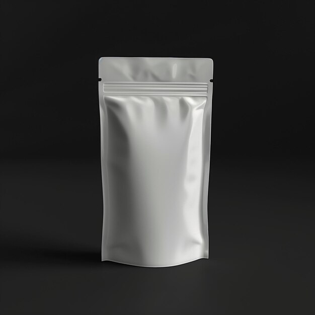 Mockup de molde de bolsa de plástico branca de saco de café em pé fundo