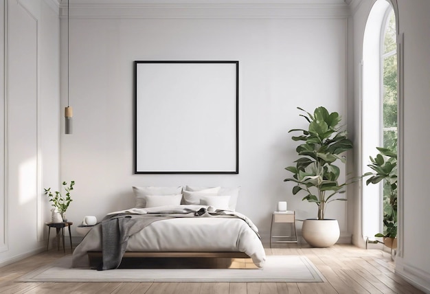 Mockup de molduras de imagens em uma sala elegante minimalista com luz do dia suave arte generativa ai