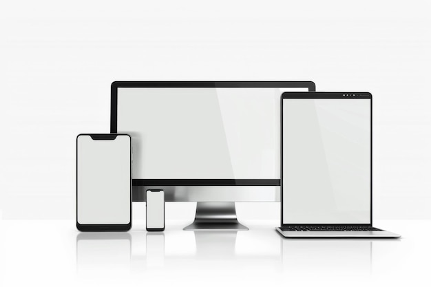 Foto mockup de monitor de computador portátil e tablet criado com ai gerativa