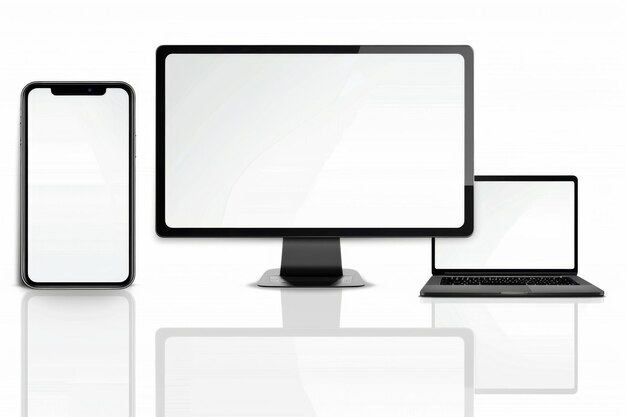 Foto mockup de monitor de computador portátil e tablet criado com ai gerativa