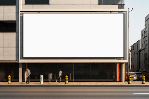 Foto mockup de outdoor branco de um grande cartaz publicitário na rua em close-up extremo ia geradora