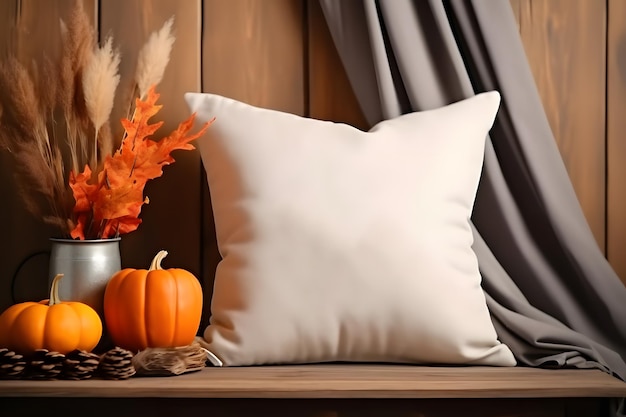 Mockup de produto de almofada de Halloween Halloween White Pillow Mockup Gerado pela IA