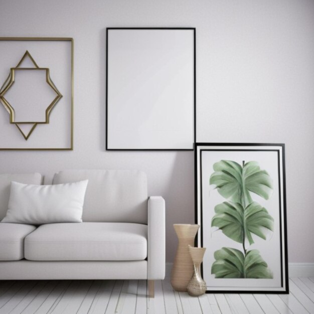 Foto mockup de quadro vazio de fundo interior moderno