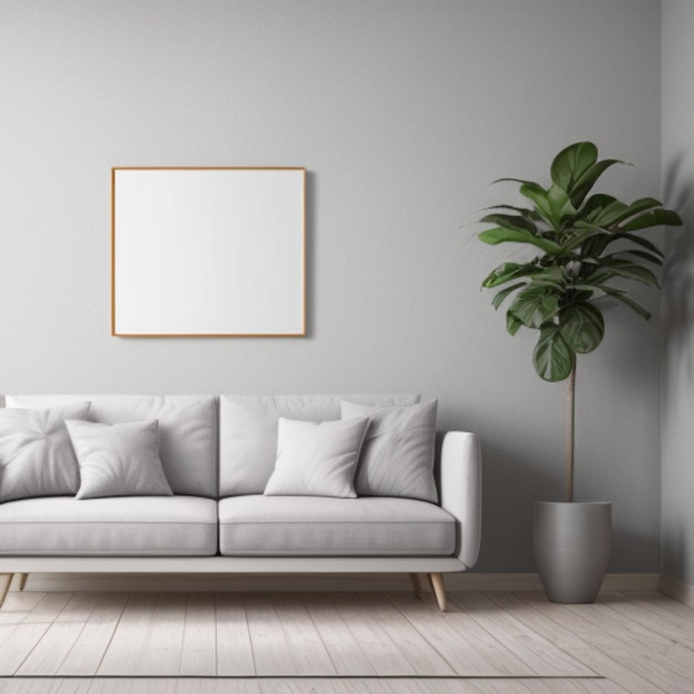 Foto mockup de quadro vazio de fundo interior moderno