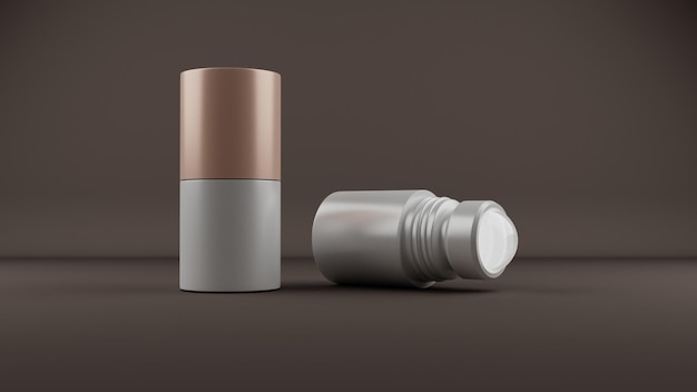 Mockup de rolo em deo isolado em fundo marrom renderização 3D