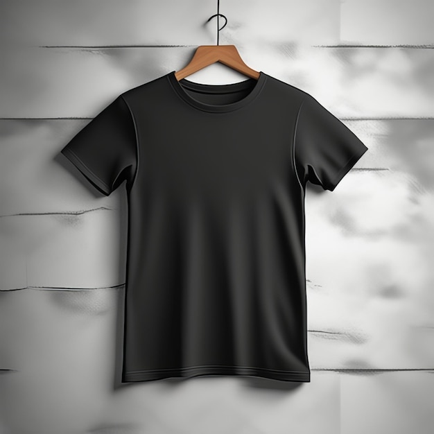 Mockup de roupas camiseta preta em branco em fundo branco