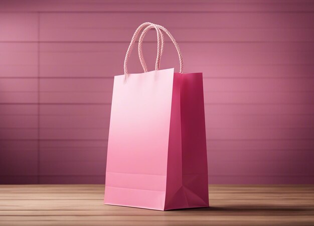 Foto mockup de saco de compras em branco sacos de papel em branco rosa