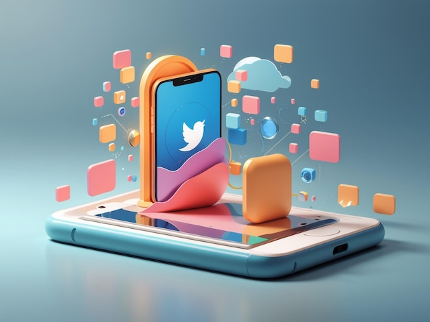 Mockup de smartphone de minimalismo elegante com aplicativo de mídia social 2