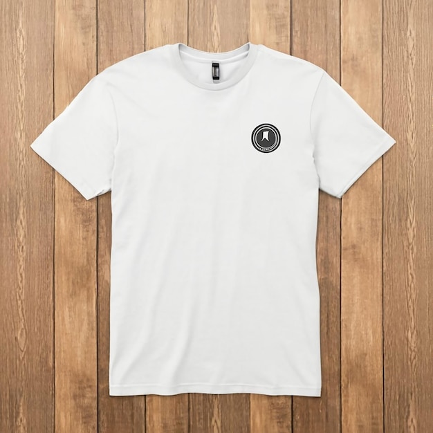mockup de t-shirt em fundo de textura de madeira gerado por IA