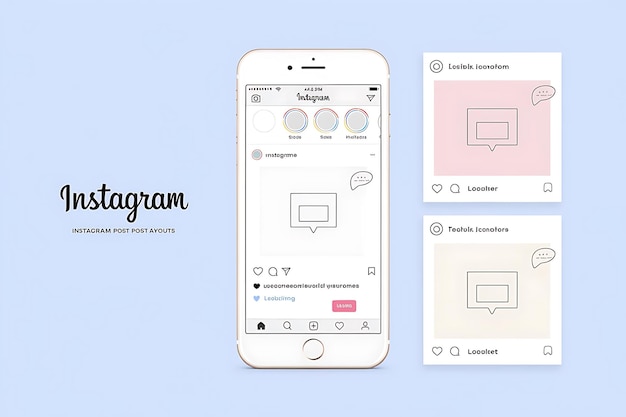 Mockup der Instagram-Schnittstelle Digitale Illustration des Social-Media-Feeds