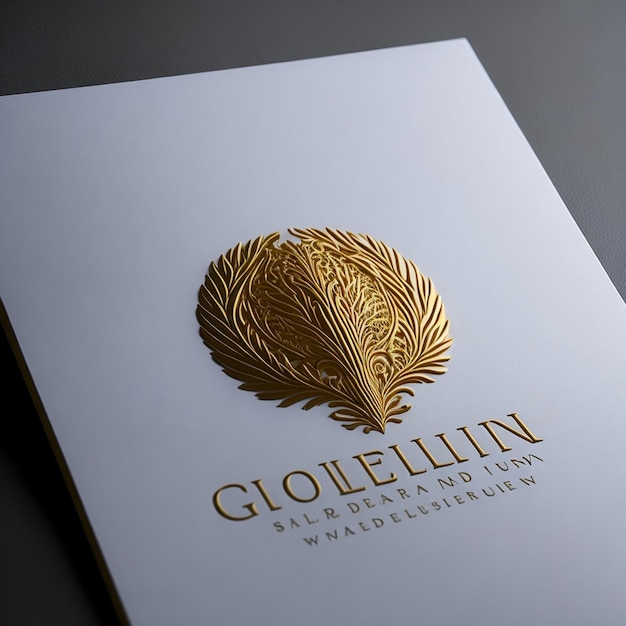Foto mockup des goldenen logos, geprägt auf weißem papier