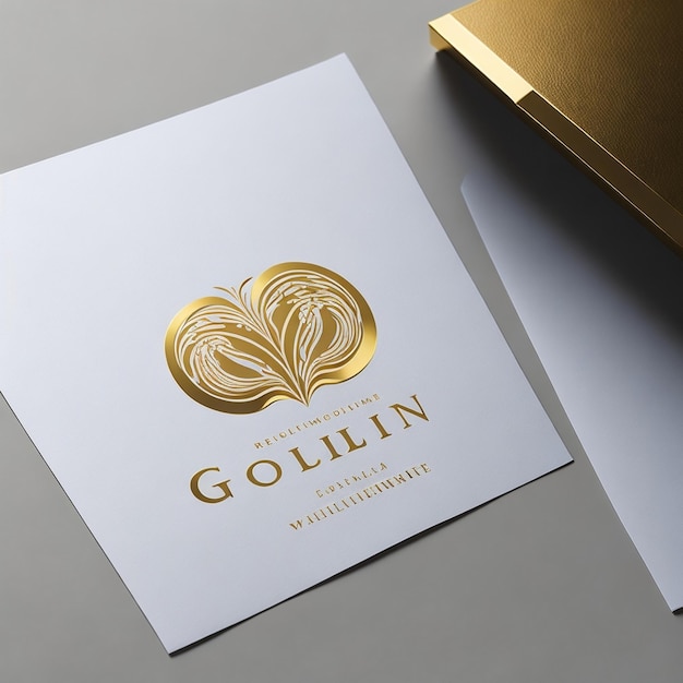 Foto mockup des goldenen logos, geprägt auf weißem papier