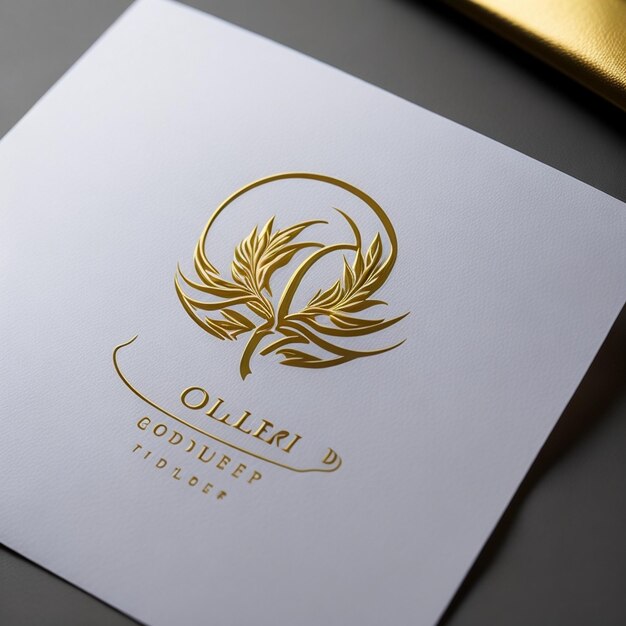 Foto mockup des goldenen logos, geprägt auf weißem papier