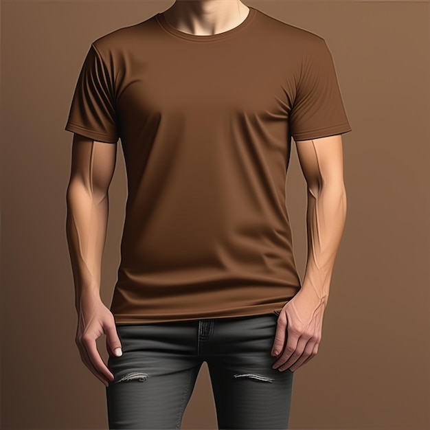 Mockup-Design von braunem T-Shirt-Blatt