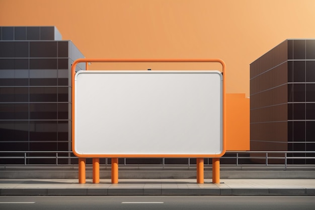 Foto mockup einer leeren orange-weißen plakatwand