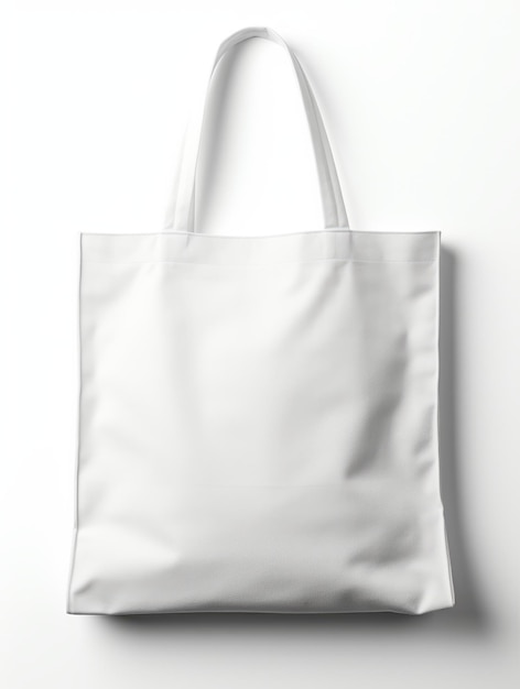 Foto mockup einer weißen leinwandtasche auf weißem hintergrund