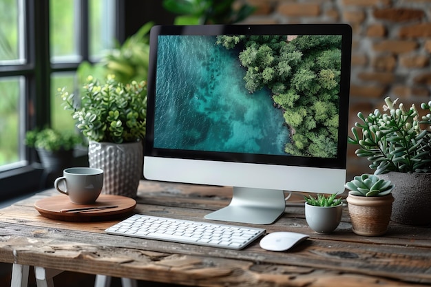 Mockup eines Desktop-Computers in einer professionellen Fotografie