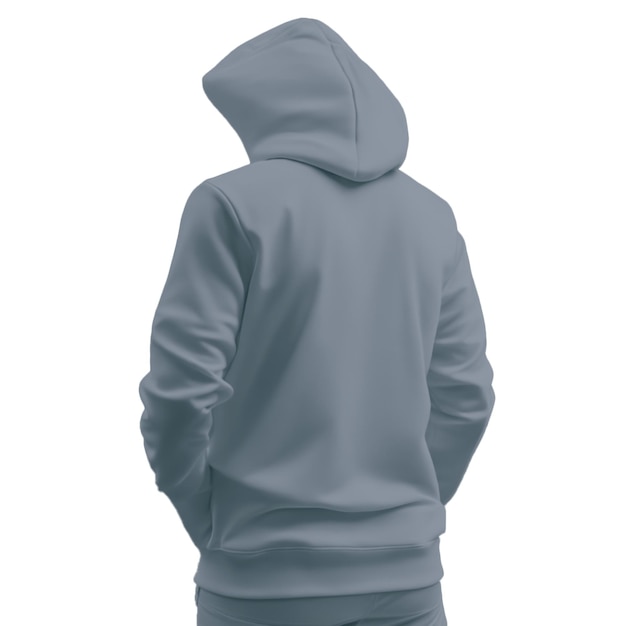 Mockup eines einfachen Hoodie-Rückbildes, isoliert auf weißem Hintergrund