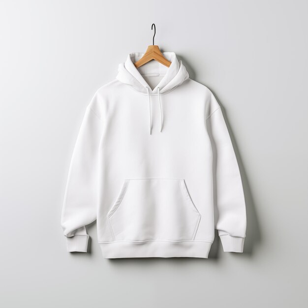 Foto mockup eines klassischen weißen hoodie mit trempel