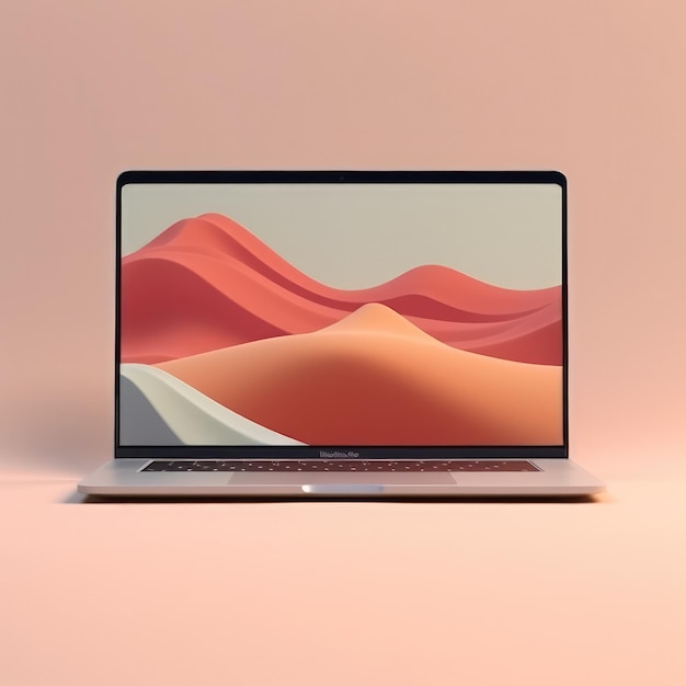 Mockup eines PC- oder Laptop-Bildschirms enthält eine Illustration in leichter Pastellfarbe Landungsseite Generative ai