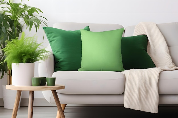 Foto mockup eines st. patricks green throw kissen blank st. patrick's day kissen mockup