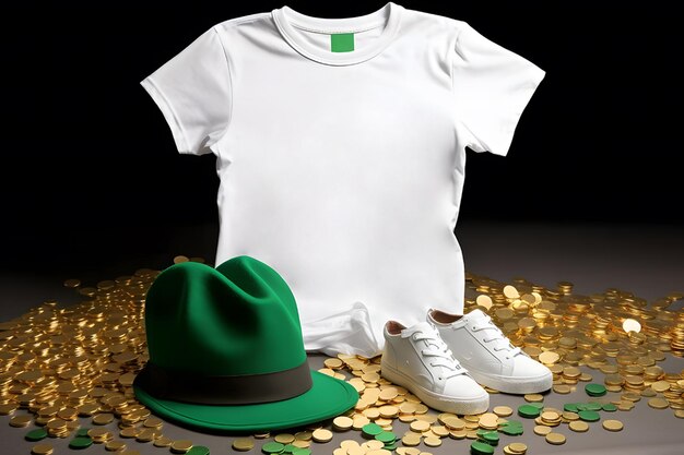 Mockup eines St. Patricks weißen T-Shirt Blank St. Patrick's Day Shirt Mockup