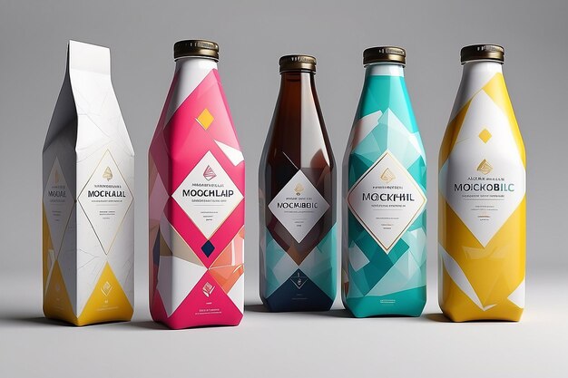 Mockup de embalaje de bebidas alcohólicas de inspiración geométrica Personalizar su diseño