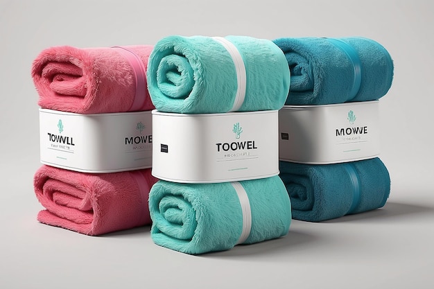 Foto mockup de embalaje de toallas personalizable para su diseño