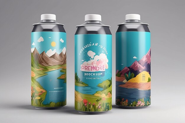 Foto mockup de envases de bebidas de conciencia ambiental personalizar su diseño