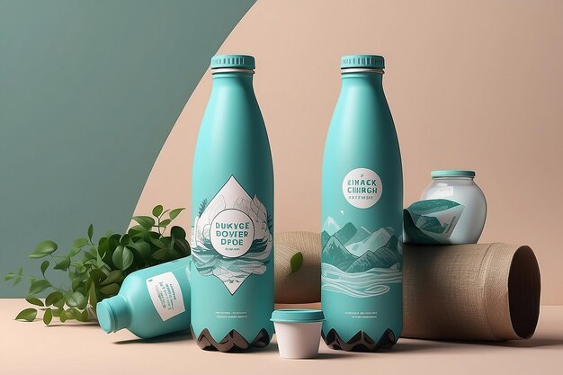 Foto mockup de envases de bebidas de conciencia ambiental personalizar su diseño