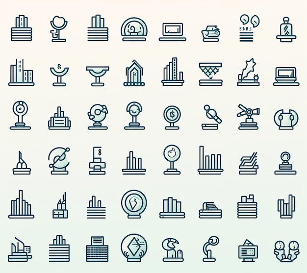 Mockup Finance Business Line Icons mit Capital Line Icon Set I