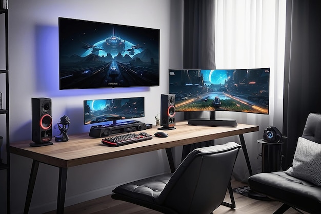 Mockup focado em Minimalist Gaming Setup Essentials