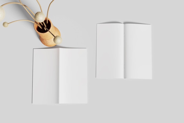 Mockup de folleto bifold en blanco