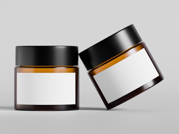 Mockup de frasco cosmético de vidrio Ilustración de renderización 3D de producto cosmético aislada sobre un fondo gris
