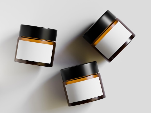 Mockup de frasco cosmético de vidrio Ilustración de renderización 3D de producto cosmético aislada sobre un fondo gris
