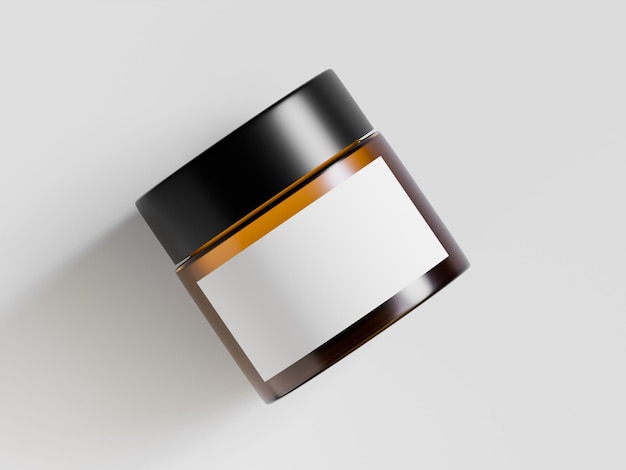 Mockup de frasco cosmético de vidrio Ilustración de renderización 3D de producto cosmético aislada sobre un fondo gris