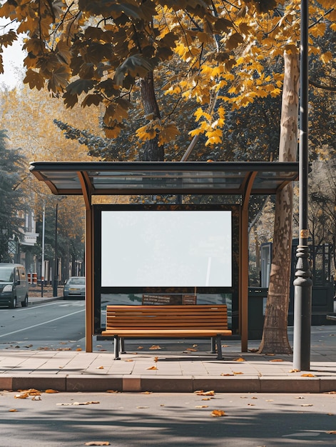 Mockup für eine freie Außenwerbung an einem Busbahnhof zur Werbung für Banner oder Plakate