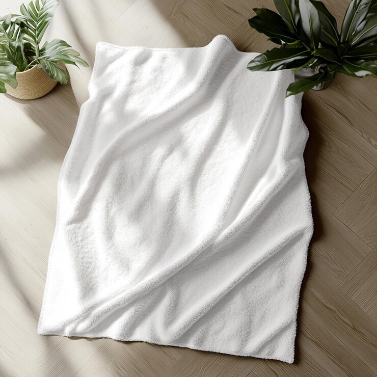 Foto mockup für eine weiße minky-decke für mädchendecke