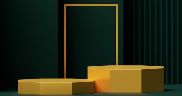 Mockup goldenes Podium für die Produktpräsentation