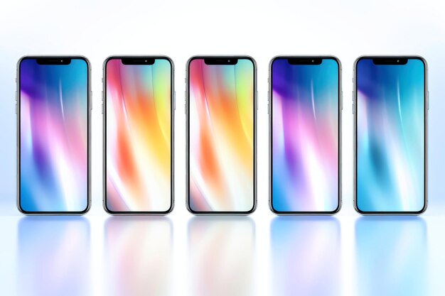 Mockup de un hermoso teléfono móvil con fondo multicolor IA generativa