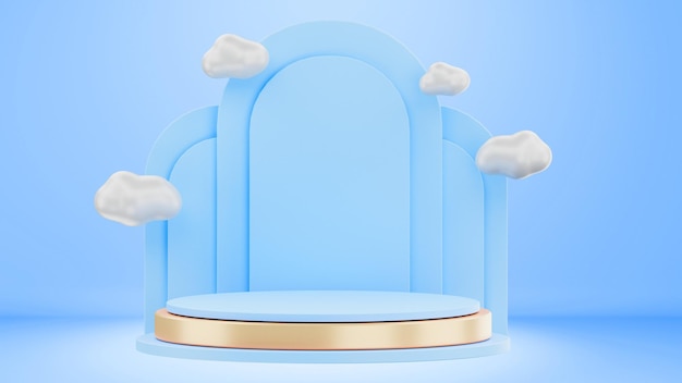 Mockup Hintergrund Podium Plattform Präsentation Anzeige 3D-Ton Blauer Himmel